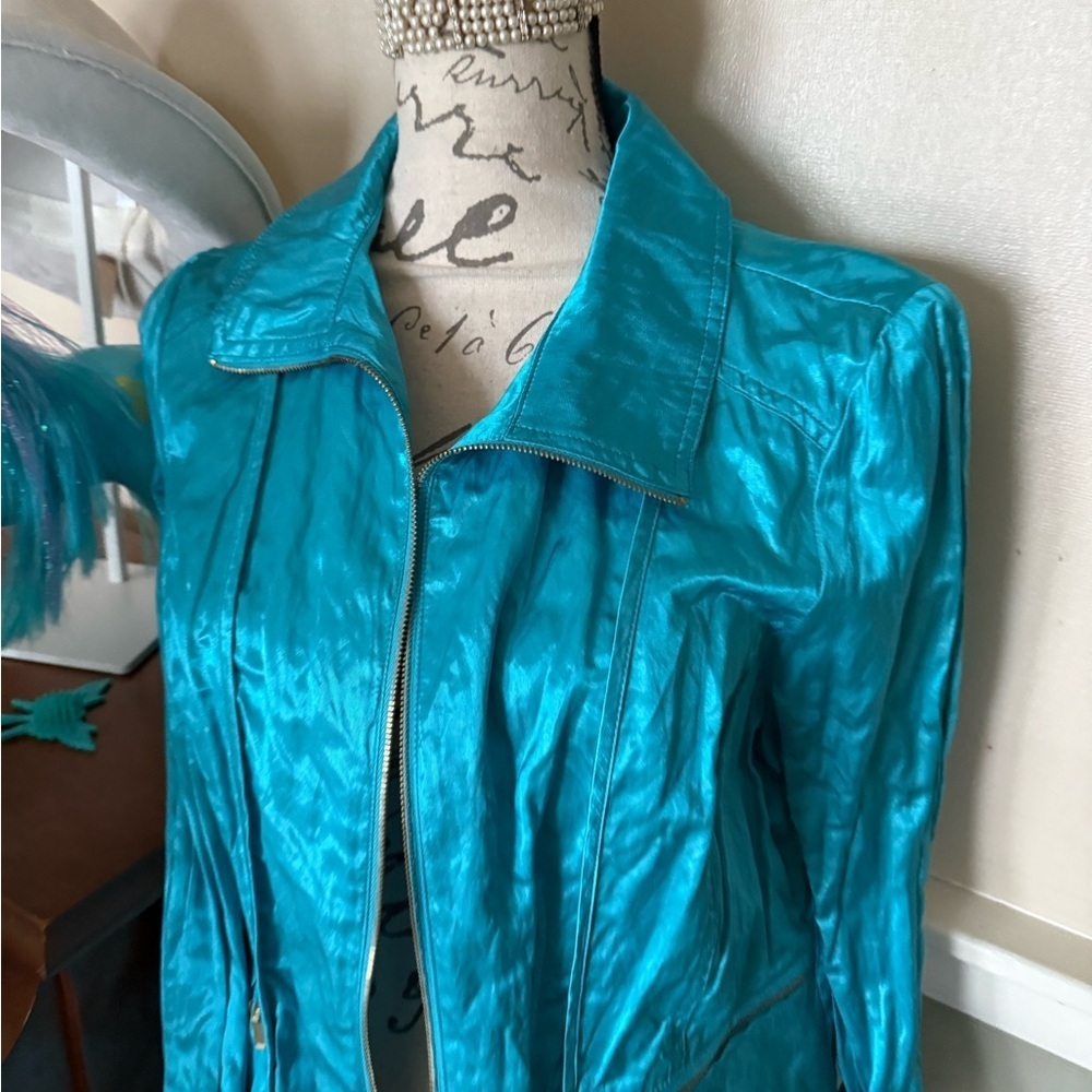 Ruby Rd Blue Utility Jacket with Lustrous Finish NWT - Picture 2 of 8